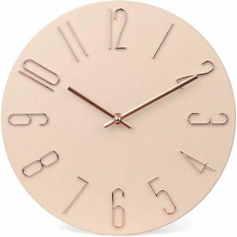 Uhr Moderne Wanduhr, 30 cm, leise, nicht tickend, batteriebetrieben, Wanduhren aus Holz – Beige