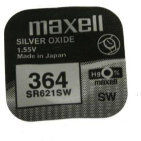 Uhrenbatterie 364 MAXELL Silberoxid SR621SW Quecksilberfrei
