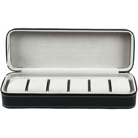 Uhrenbox Uhrentasche Schmuckkasten Uhrenschatulle Uhrenkoffer Organizer Schmuck Display Aufbewahrungsbox Box Schwarz (6 Steckplätze)