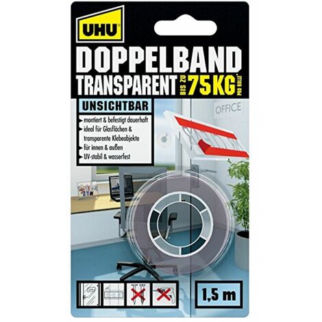 UHU 45375 45375 Doppelseitiges Klebeband UHU® Transparent (L x B) 1.5 m x 19 mm 1 St.