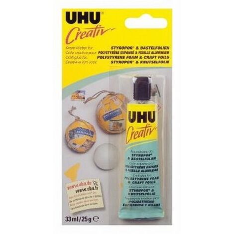 UHU 47185 SPEZIALKLEBER, CREATIV, STYROPOR, BASTELFOLIEN TUBE, 33 ML