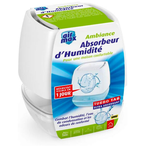 UHU Air Max ambiance - Absorbedor de humedad muy rápido y eficaz, blanco, 100 g de absorbente y 1 recambio de pastilla muy potente incluidos