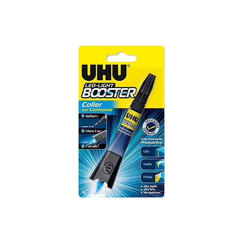 UHU - booster, colle activée par uv, tube 3G, transparent 35250