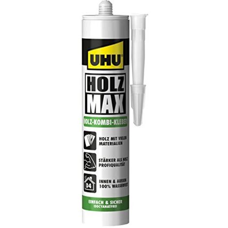 UHU Colla per legno MAX, colla forte e impermeabile 380g