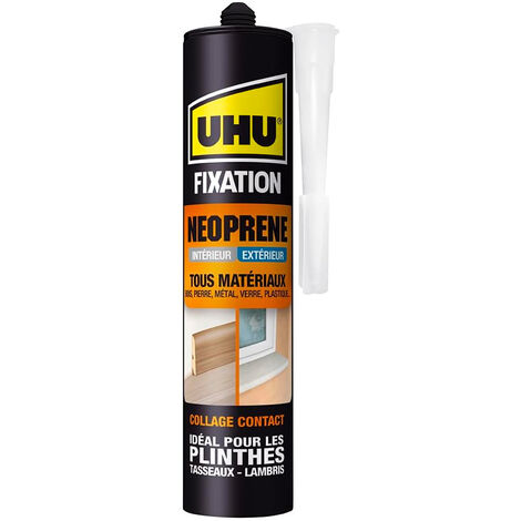 UHU Fixation néoprène - Colle extra forte & rapide pour une fixation facile et solide de toutes sortes de matériaux, beige, cartouche 350g