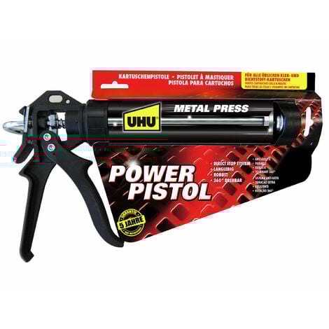 UHU Power Pistol - Pistolet à cartouche, anti-goutte, durable et robuste, adaptable à toutes les cartouches de colle et mastic