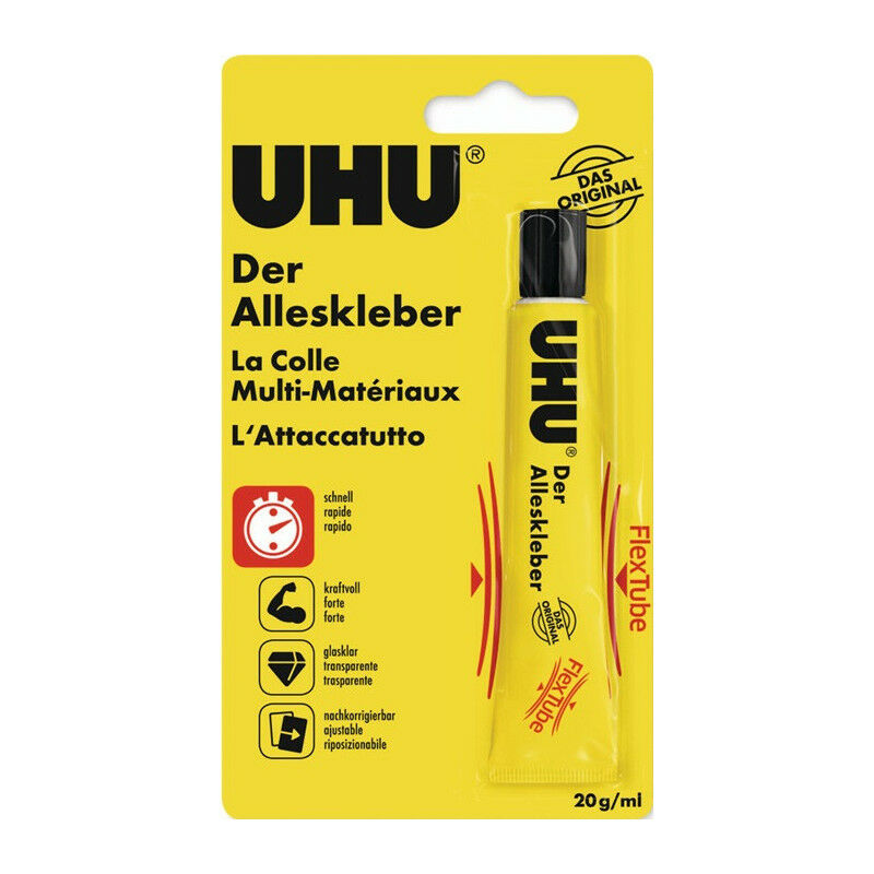 

Adhesivo multiusos FLEX + CLEAN transparente tubo de plástico de 20g (Por 10) - UHU