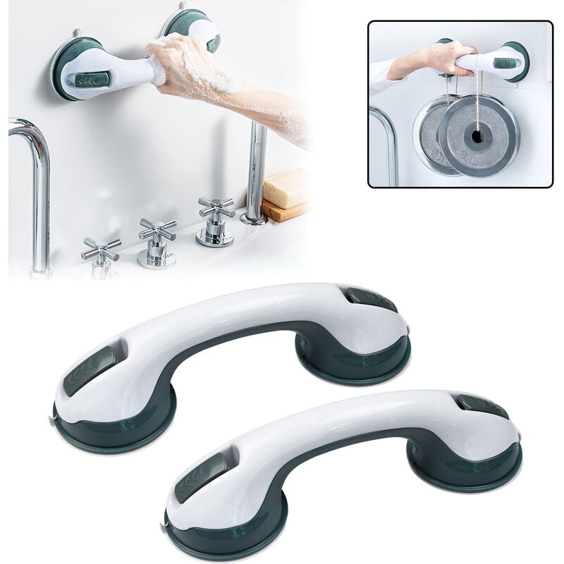 2 pièces Poignée de baignoire Barres d'appui avec ventouse Poignée de baignoire portable en plastique Antidérapante Poignée de maintien sans perage