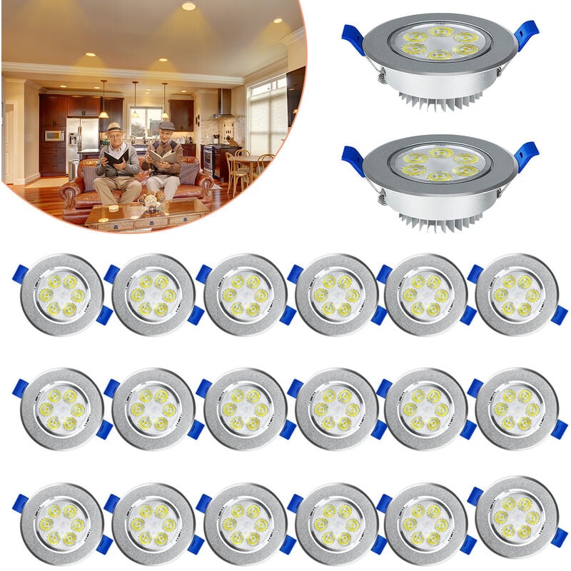 UISEBRT 20X 3W Spot Led Encastrable Extra Plat - Led Spot Encastré Salle de Bain, Ultra-mince, Blanc Chaud 3000K-3500K, AC 230V，270 Lumière, IP44