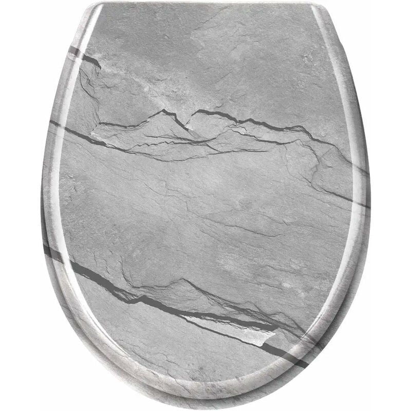 Uisebrt - Abattant wc Frein de Chute Soft Close - Finition de Haute qualité - Fixation Facile - marbre - 45,5 x 38,5 x 5 cm