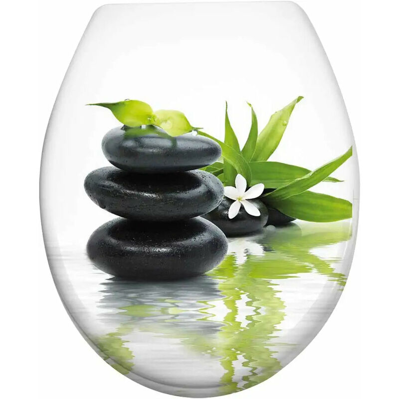 Uisebrt - Abattant wc Frein de Chute Soft Close - Finition de Haute qualité - Fixation Facile - Pierres - 45,5 x 38,5 x 5 cm