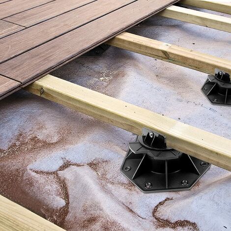 UISEBRT Appui de terrasse, Réglables en hauteur de 60 à 140 mm, En plastique, Pour lames de terrasse, Lot de 10