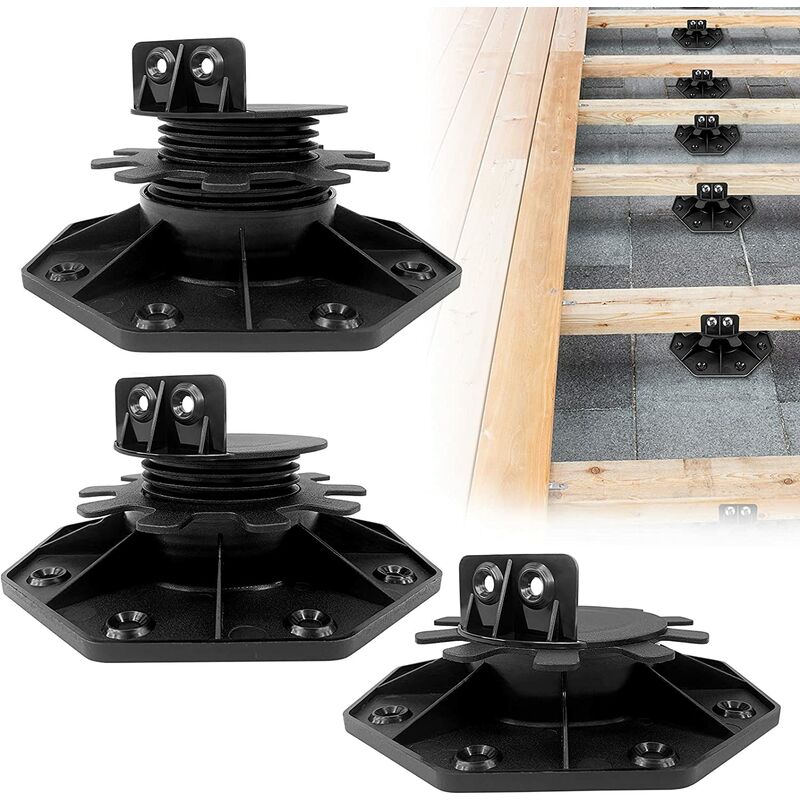 Appui de terrasse, Réglables en hauteur de 30 à 60 mm, En plastique, Pour lames de terrasse, Lot de 20 - Uisebrt