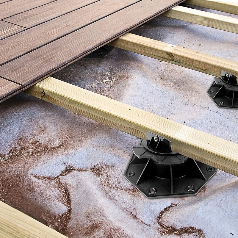 UISEBRT Appui de terrasse, Réglables en hauteur de 60 à 140 mm, En plastique, Pour lames de terrasse, Lot de 10