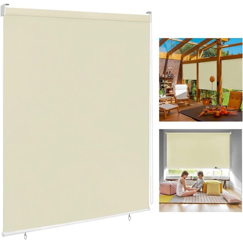 Uisebrt - Aussenrollo Senkrechtmarkise Rollo Beschattung Balkonrollo Aussen Sonnenschutzrollo Balkonrollo uv Schutz (180 240cm, Beige) - Beige