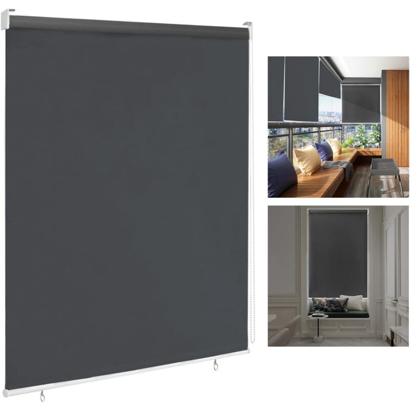 Außenrollo Mit Handkurbel - Sichtschutz & Sonnenschutz Für Balkon & Terrasse, 150x270 Cm, Anthrazit