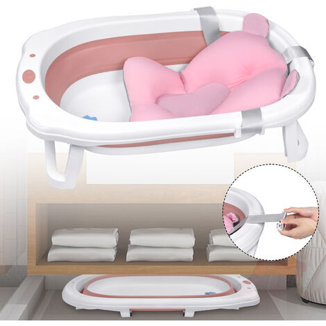 UISEBRT Baignoire Pliable pour Bébé avec Coussin de Bain Bassin de