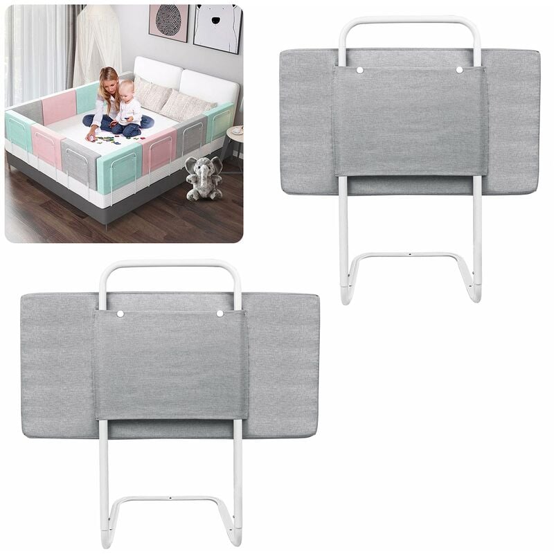 UISEBRT Barrière de lit réglable en hauteur de 40 à 60 cm, Pour lit d'enfant, lit de parent- Gris lin, 50cm