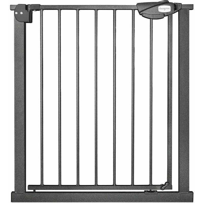 Barrière de sécurité porte et escalier, Fixation par pression, Pour espace de 75 -85 cm, pour animaux, Bébé Noir - Uisebrt