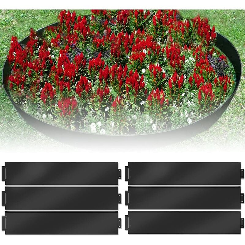 Bordure de pelouse en métal galvanisé, bordure de parterre en métal, Bordure de Séparation, Noir (50 m, 100 x 15 cm) - Uisebrt