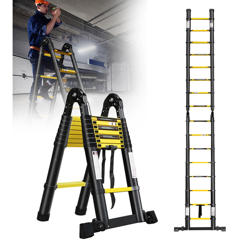 Chelle télescopique en aluminium pliable, échelle polyvalente, échelle en aluminium antidérapante, échelle à rallonge, capacité de charge maximale