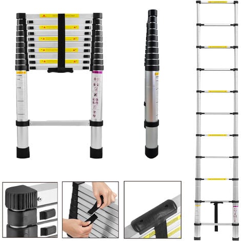UISEBRT Échelle Télescopique 3,2M, Escabeau Télescopique en Alluminium Extensible Multifonction, Charge Max 150 kg
