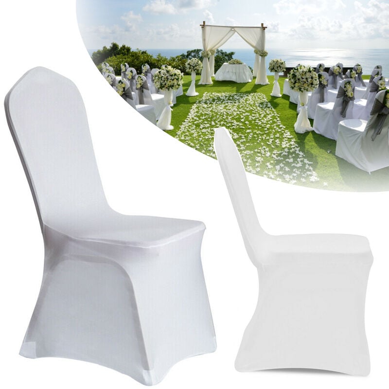 Uisebrt - Housse de Chaise Mariage Blanche - Moderne Housse de Chaise Extensible pour Salle à Manger Bouquet de Mariage, Hôtel, Décor de Restaurant