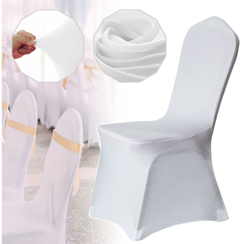 Uisebrt - Housse de Chaise Mariage Blanche - Moderne Housse de Chaise Extensible pour Salle à Manger Bouquet de Mariage, Hôtel, Décor de Restaurant