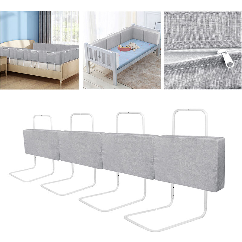 Lot de 4 barrières de lit de 50 cm - Protection Contre Les Chutes de lit pour Enfants - 5 Trous - Hauteur réglable - Protection de sécurité pour Les