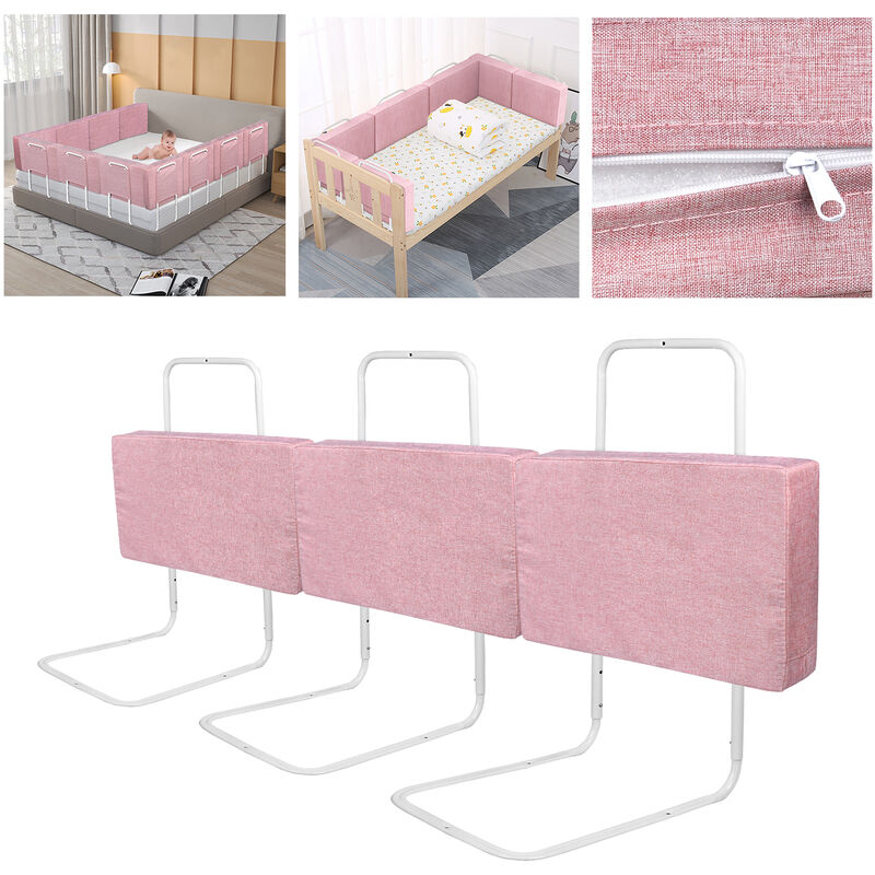 Lot de 3 barrières de lit de 60 cm - Protection Contre Les Chutes de lit pour Enfants - 5 Trous - Hauteur réglable - Protection de sécurité pour Les