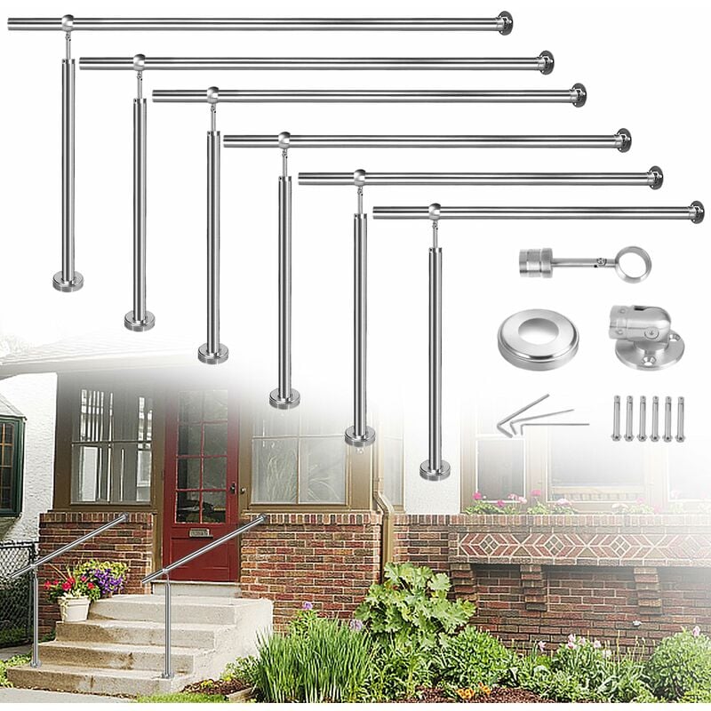 UISEBRT Main Courante en Acier Inoxydable Rampe d'entrée Rampe d'escalier Support Mural Escaliers Muraux pour Escaliers Intérieurs Extérieurs Parapet