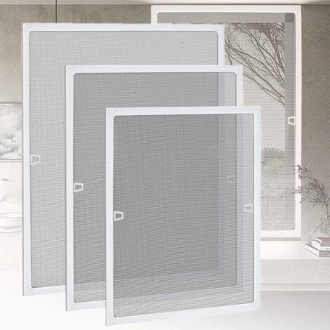 UISEBRT Moustiquaire de fenêtre avec cadre alu -Moustiquaire sans percer ni visser, blanc / anthracite