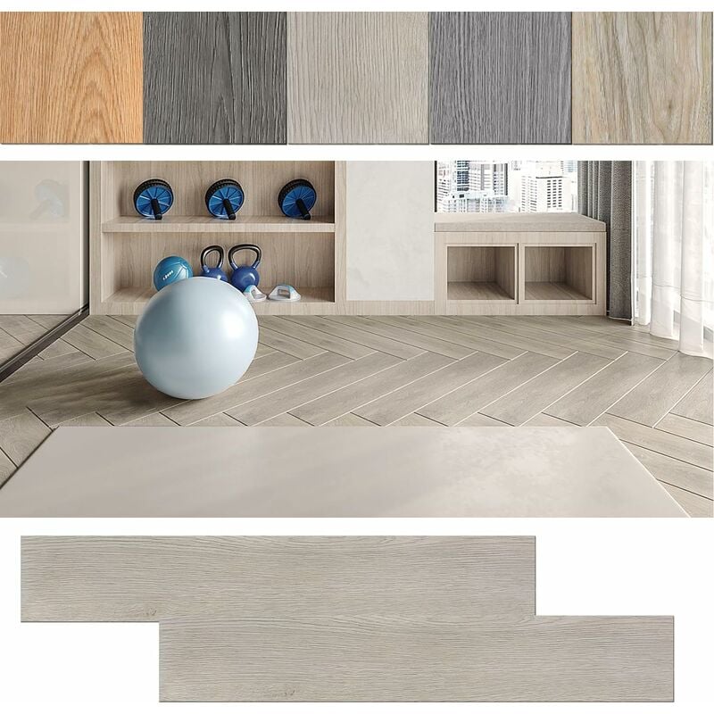 Revêtement de sol pvc autocollant, revêtement de sol en vinyle aspect bois, 91,44 x 15,24 x 0,2 cm, 2,5 m², 18 pièces, revêtement de sol stratifié,