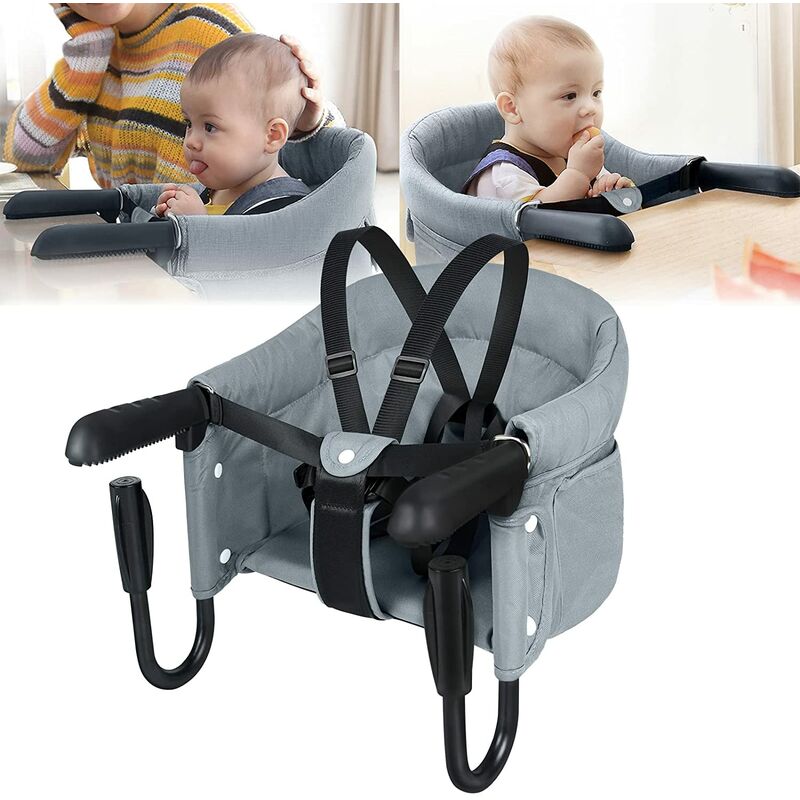 UISEBRT Si¨¨ge de table Si¨¨ge b¨¦b¨¦ pliable Chaise haute Rehausseur b¨¦b¨¦ Si¨¨ge enfant avec pinces antid¨¦rapantes et ceinture de s¨¦curit¨¦,