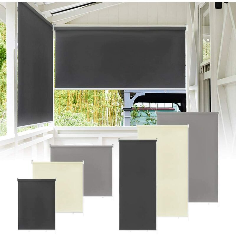 Uisebrt - Store extérieur vertical, pare-soleil, protection uv, convient au balcon, 140 x 240 cm, beige