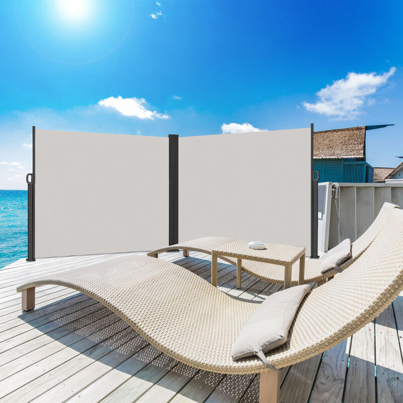 Uisebrt - Store Latéral Paravent Extérieur, Brise-Vue Rétractable Protection Contre le vent Privée pour Terrasse, Balcon, Jardin - Gris, 200 x 600 cm