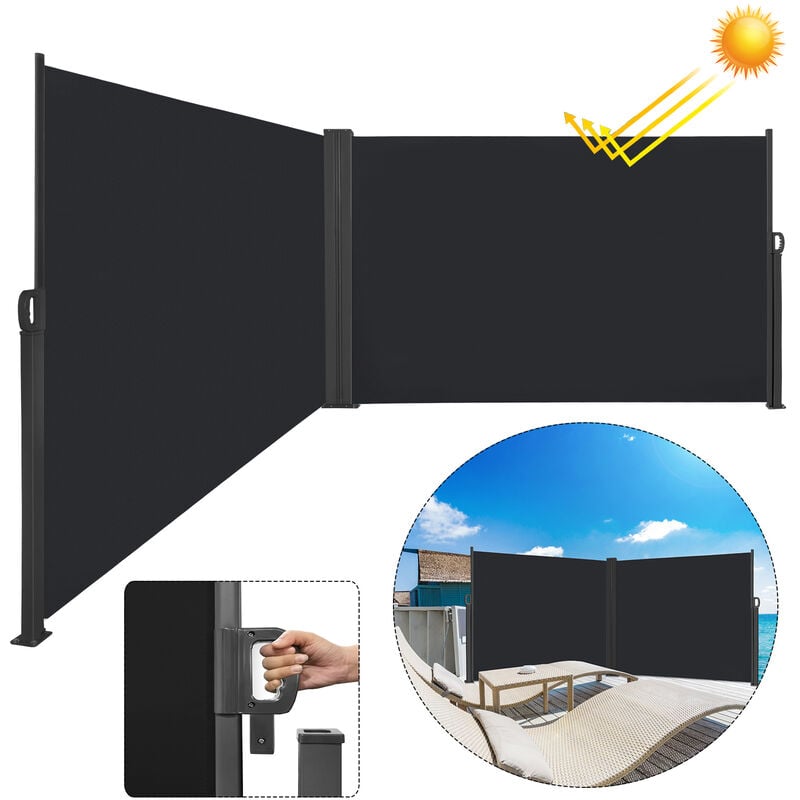 Uisebrt - Store Latéral Paravent Extérieur, Brise-Vue Rétractable Protection Contre le vent Privée pour Terrasse, Balcon, Jardin - Anthracite, 160 x