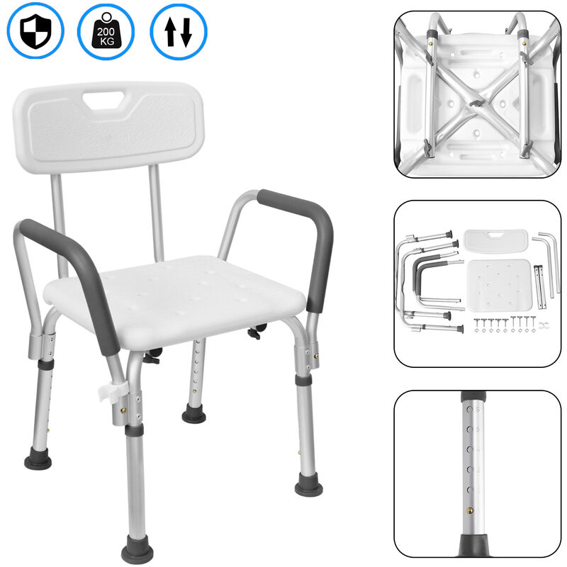 UISEBRT Tabouret de douche réglable en hauteur – Chaise de douche pour personnes âgées et enceintes