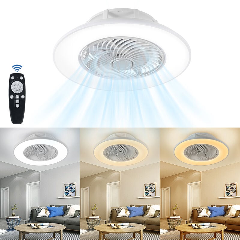 UISEBRT Ventilateur de Plafond avec Lampe Intensité Variable Avec Telecommande Moderne Chambre Lampe Ventilateur Plafond Ultra Silencieux pour Salon