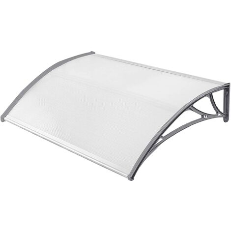 UISEBRT 150 x 100 cm - Transparent Polycarbonat Pultvordach Überdachung 5 mm, Grau (150 x 100 cm, Grau)