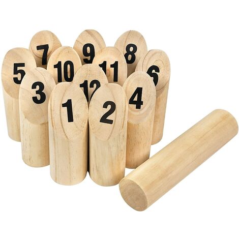UISEBRT Wurfspiel mit Zahlen Wikingerspiel für Draußen Holz-Kegel Spielzeug aus Finnland Lustiges Holzwurfspiel Garten für Kinder und Erwachsene
