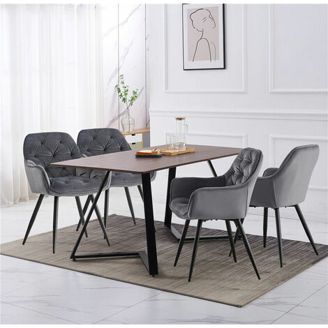 UK 150CM Retro industrial design dining table and 4 chairs set wood table top metal chair leg,gery