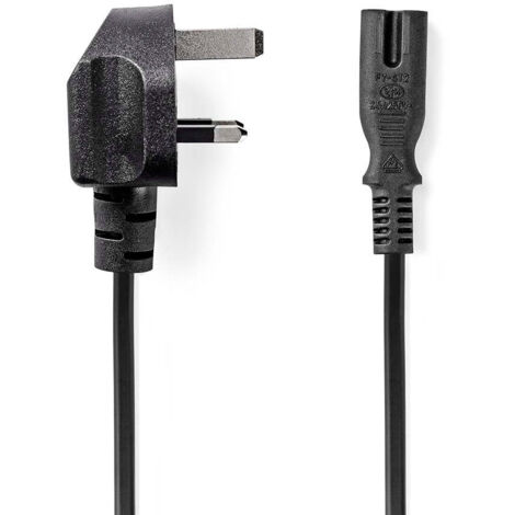 Uk power cable uk male iec 320 c7 500 m yes 2x 075 mm copper round nickel plated uk pvc mains plug uk type g 250 v ac 3 a black 38760384 38760384 38760384 38760384 38760384