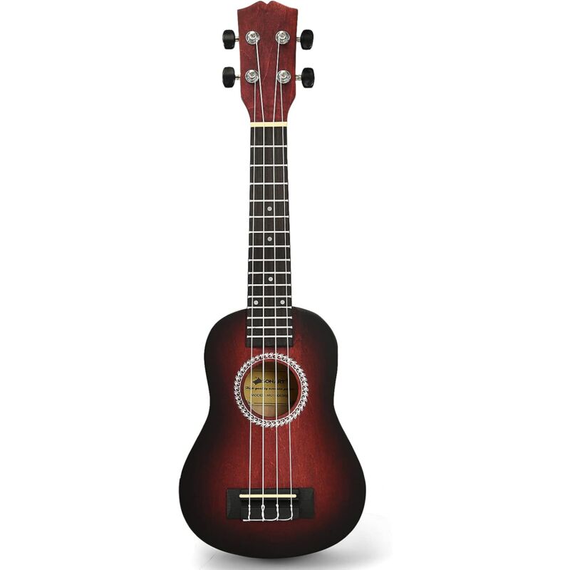 

Ukelele de 21 Pulgadas con Bolsa de Transporte,Correa de Afinador, Púa,Instrumento para Principiantes,Adultos y Niños (Rojo)