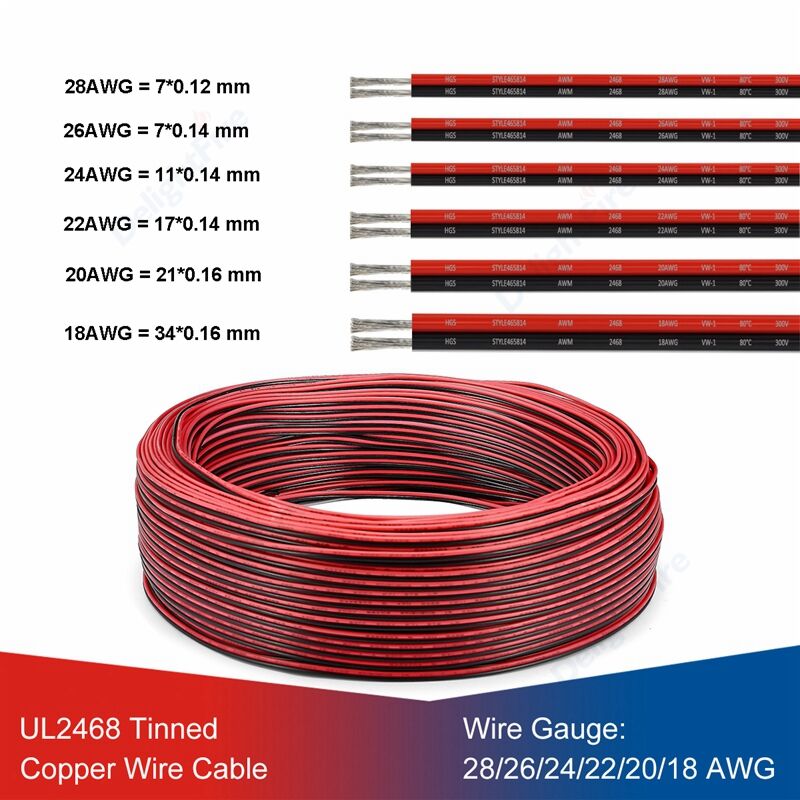 UL2468 cavi elettrici a 2 Pin 28/26/24/22/20/18