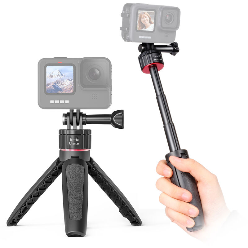 

GO-QUICK Tripode de bolsillo de aluminio Mini Selfie Stick con adaptador de orificio de tornillo de 1/4 de pulgada Adaptador de camara de accion