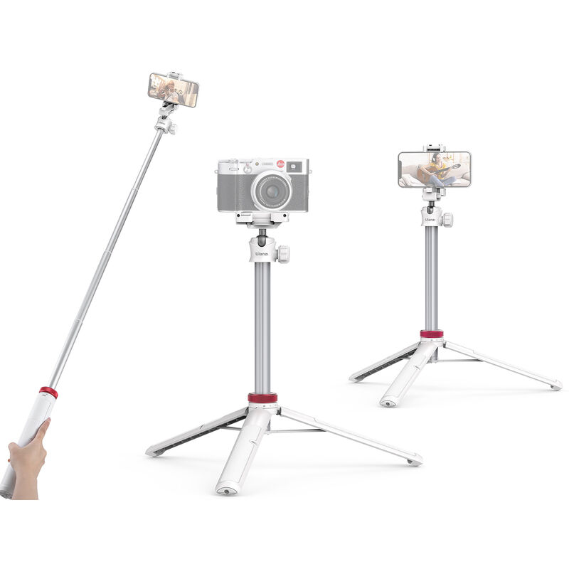 

MT-44 Mini soporte de tripode extensible Palo de selfie portatil flexible con cabezal de bola giratorio de 360 ​​° Placa de liberacion rapida Clip