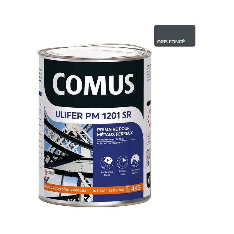 ULIFER PM 1201 SR - GRIS FONCE 4 KG Primaire pour métaux ferreux - COMUS
