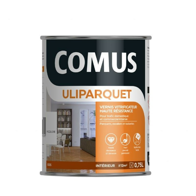 Comus - uliparquet satin incolore 0.75L - Vernis vitrificateur haute résistance pour trafic domestique