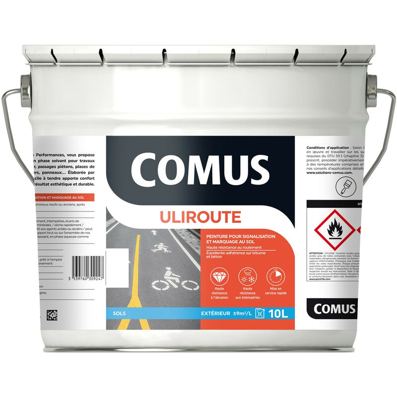 Comus - uliroute blanc 10L - Peinture pour signalisation et marquage routier